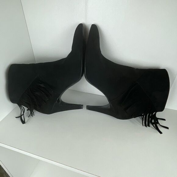 Nine West Pureheart2 Fringe Trim Ankle Boots 7.5 Black - Picture 10 of 11